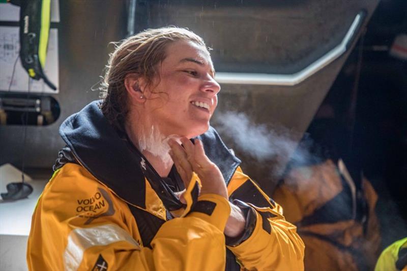 Leg 3, Cape Town to Melbourne, day 07, on board Turn the Tide on Plastic. Some of the sailor experience a rash on their neck due to the collar. - photo © Jeremie Lecaudey / Volvo Ocean Race
