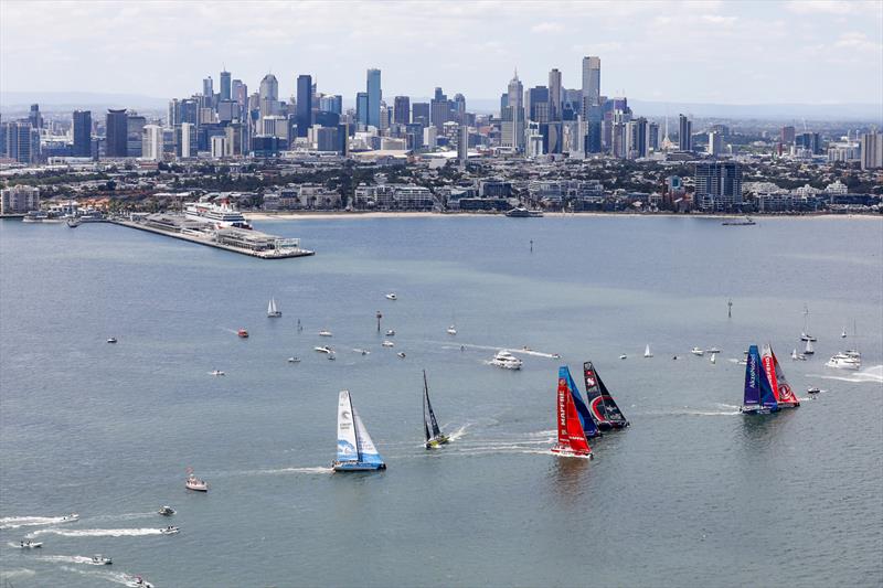 Leg 4, Melbourne to Hong Kong, start photo copyright Ainhoa Sanchez / Volvo Ocean Race taken at Royal Melbourne Yacht Squadron and featuring the Volvo One-Design class