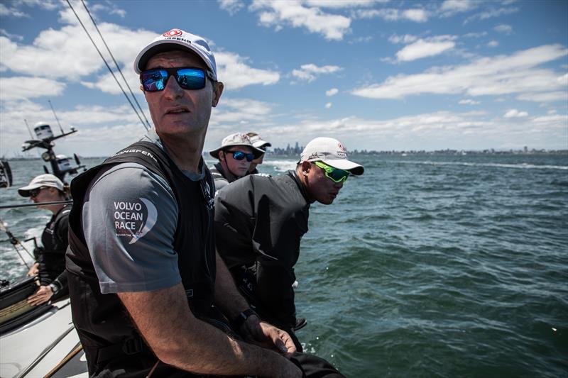 Leg 4, Melbourne to Hong Kong, day 01 on board Dongfeng. Jeremie Beyou happy to be back onboard for this leg. - photo © Martin Keruzore / Volvo Ocean Race