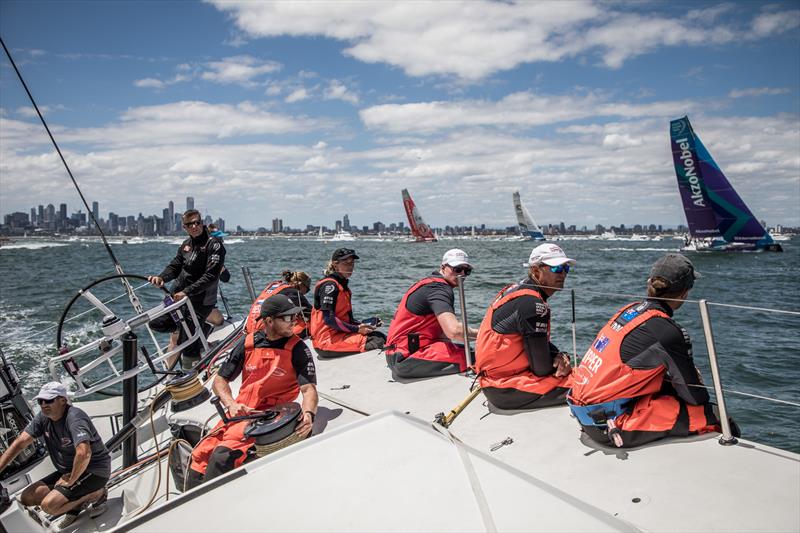Leg 4, Melbourne to Hong Kong, day 1 Underway with the fleet on board Sun Hung Kai / Scallywag photo copyright Konrad Frost / Volvo Ocean Race taken at Royal Melbourne Yacht Squadron and featuring the Volvo One-Design class