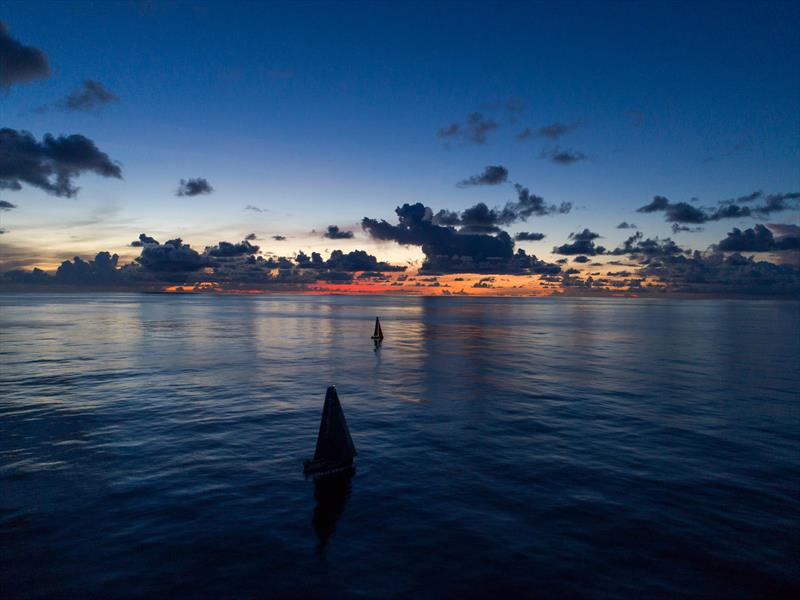 Leg 4, Melbourne to Hong Kong, day 09AkzoNobel going nowhere fast in the doldrums as the entire fleet condenses. Race reset photo copyright Sam Greenfield / Volvo Ocean Race taken at  and featuring the Volvo One-Design class