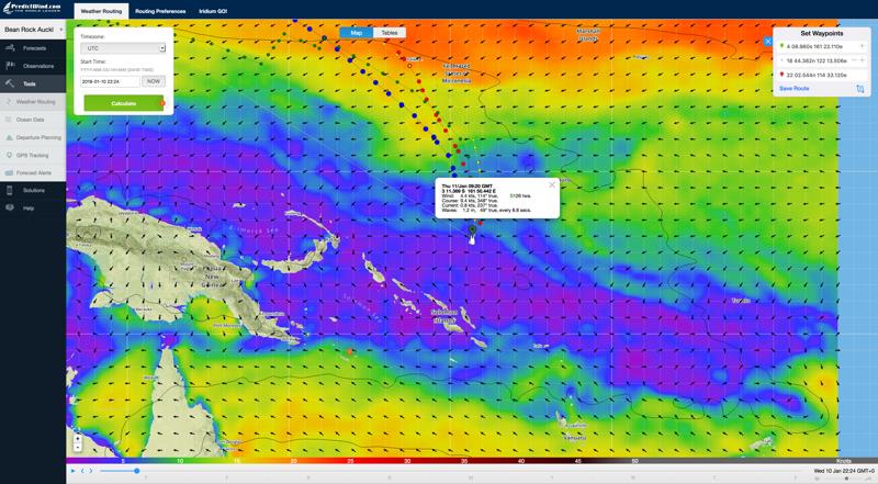 Predictwind.com Routing for race leader based on the 1900UTC seed on January 10, - photo © Predictwind/RichardGladwell