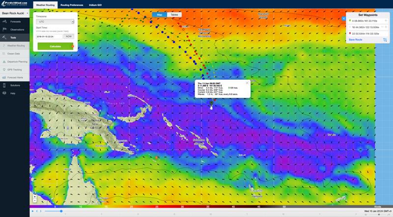 Predictwind.com Routing for race leader based on the 1900UTC Position Sked on Jan 10, 2018 photo copyright Predictwind / RichardGladwell taken at  and featuring the Volvo One-Design class