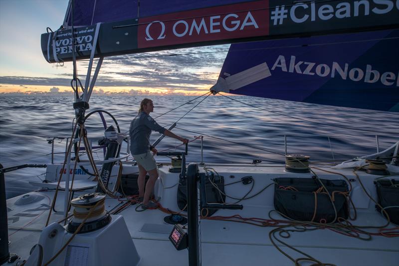Leg 4, Melbourne to Hong Kong, day 10. Happy faces as the breeze returns photo copyright Sam Greenfield / Volvo Ocean Race taken at  and featuring the Volvo One-Design class
