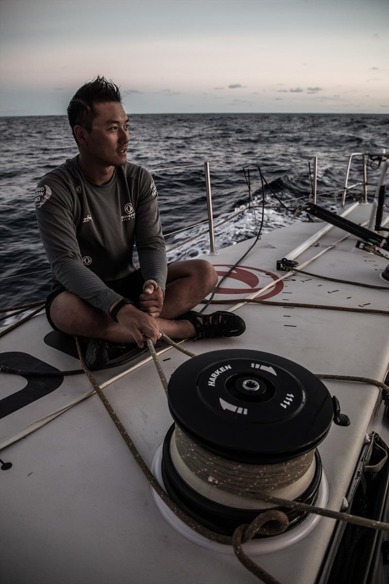 Leg 4, Melbourne to Hong Kong, day 10 on board Dongfeng photo copyright Martin Keruzore / Volvo Ocean Race taken at  and featuring the Volvo One-Design class