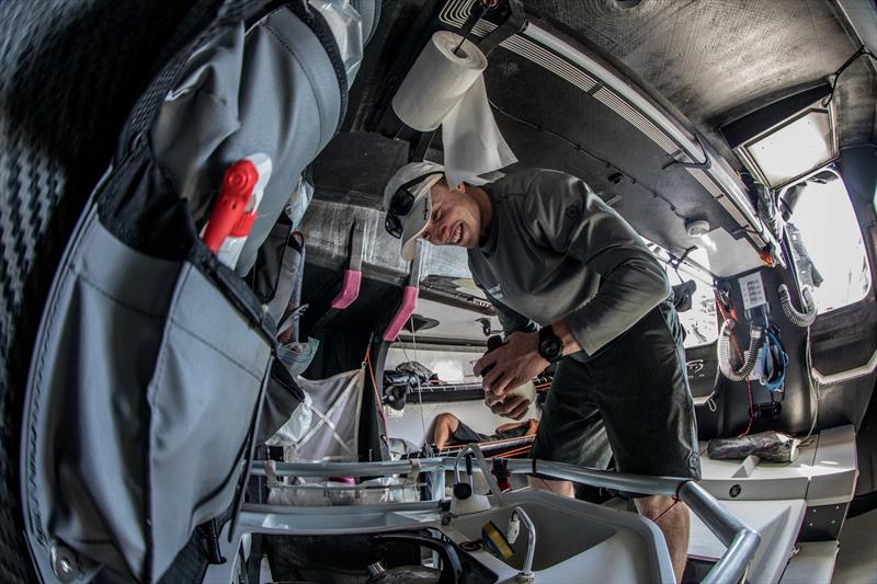 Leg 4, Melbourne to Hong Kong, day 11 Trystan Seal in the galley on board Sun Hung Kai / Scallywag. - photo © Konrad Frost / Volvo Ocean Race