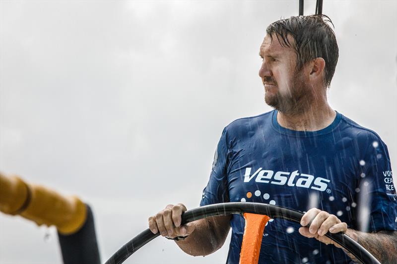 Leg 4, Melbourne to Hong Kong, day 11, Phil Harmer driving in the raind on board Vestas 11th Hour photo copyright Amory Ross / Volvo Ocean Race taken at  and featuring the Volvo One-Design class
