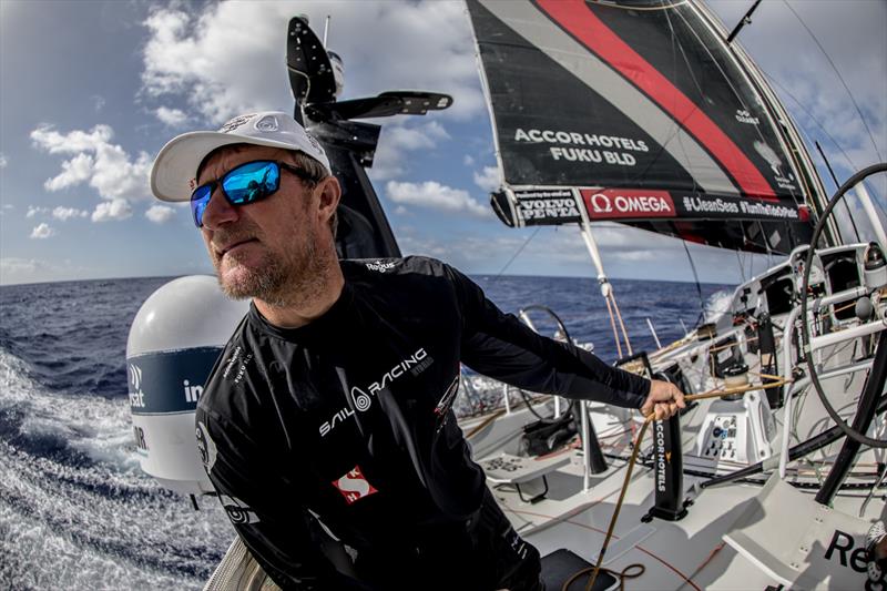 Leg 4, Melbourne to Hong Kong, day 15 John Fisher on the mainsheet on board Sun Hung Kai / Scallywag photo copyright Konrad Frost / Volvo Ocean Race taken at  and featuring the Volvo One-Design class