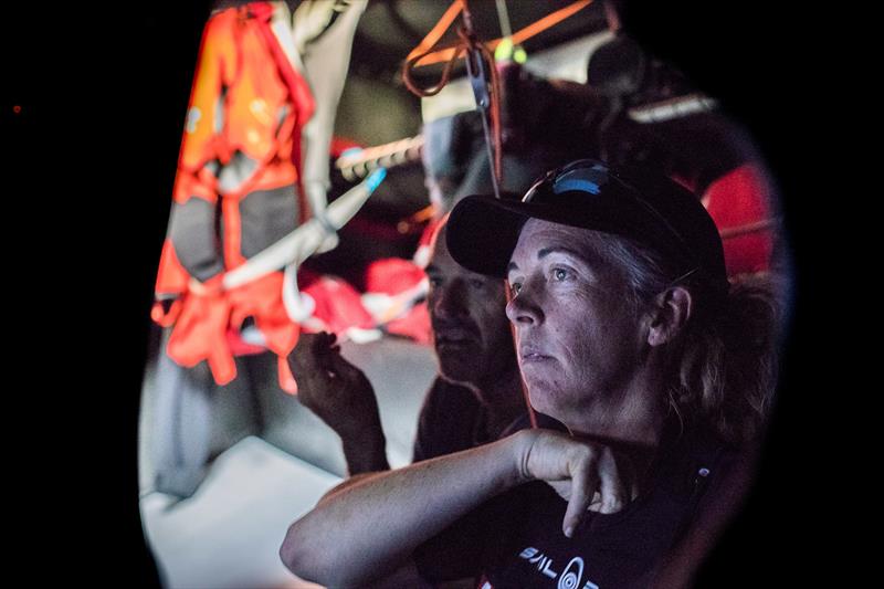 Leg 4, Melbourne to Hong Kong, day 4 Libby Greenhalgh and Grant Wharington looking at the position report on board Sun Hung Kai / Scallywag photo copyright Konrad Frost / Volvo Ocean Race. 05 January taken at  and featuring the Volvo One-Design class