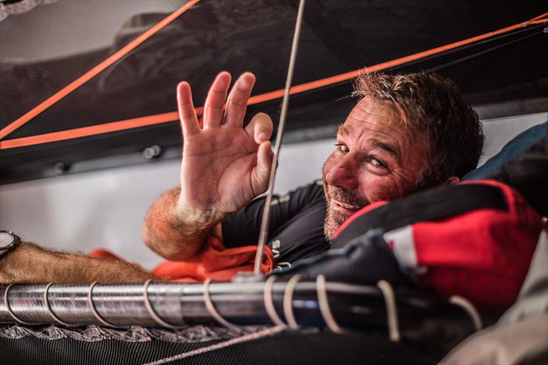 Leg 4, Melbourne to Hong Kong, day 16 Good position report and making great progress towards the finish. Just over 1000 nm to go and a happy David Witt on board Sun Hung Kai / Scallywag photo copyright Konrad Frost / Volvo Ocean Race taken at  and featuring the Volvo One-Design class