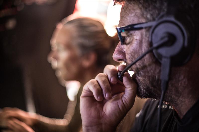 Leg 4, Melbourne to Hong Kong, day 16 David Witt relays the position report to the crew on deck on board Sun Hung Kai / Scallywag. - photo © Konrad Frost / Volvo Ocean Race