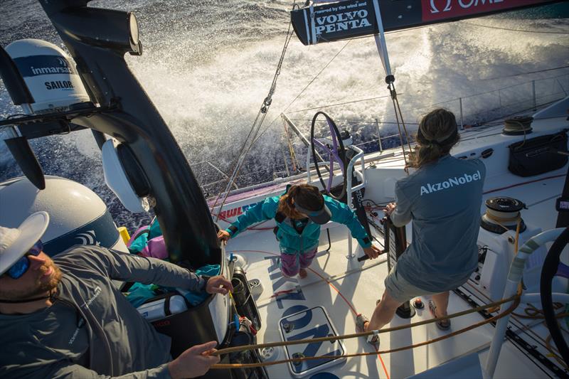 Leg 4, Melbourne to Hong Kong, day 15. Onboard Azkonobel in the Pacific Ocean with 1,300nm to Hong Kong photo copyright Sam Greenfield / Volvo Ocean Race taken at  and featuring the Volvo One-Design class