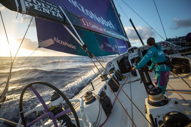 Leg 4, Melbourne to Hong Kong, day 15. Onboard Azkonobel in the Pacific Ocean with 1,300nm to Hong Kong photo copyright Sam Greenfield / Volvo Ocean Race taken at  and featuring the Volvo One-Design class