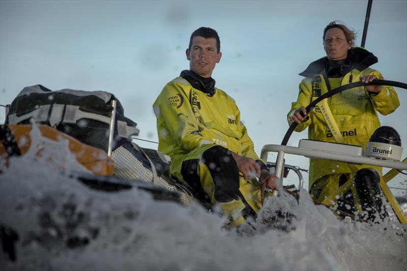 Volvo Ocean Race Leg 4, Melbourne to Hong Kong, day 16 on board Brunel. Carlo Huisman. Abbby Ehler. - photo © Yann Riou / Volvo Ocean Race