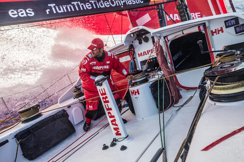 Leg 4, Melbourne to Hong Kong, day 17 on board MAPFRE, Pablo Arrarte trimming sails. - photo © Ugo Fonolla / Volvo Ocean Race