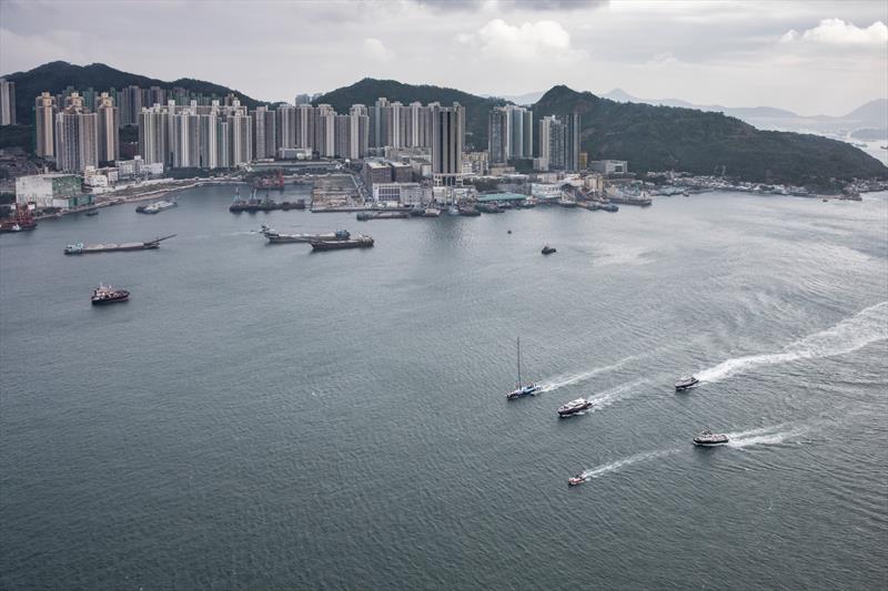 Leg 4 from Melbourne to Hong Kong. Vestas 11th Hour Racing against the Hong Kong backdrop. 20 January,. - photo © Ainhoa Sanchez / Volvo Ocean Race