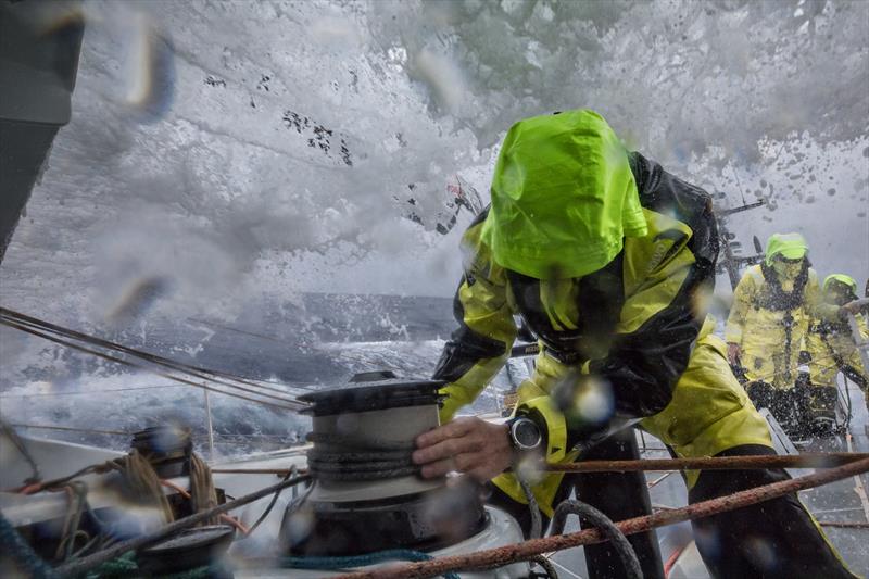 Leg 6 to Auckland, day 05 on board Brunel. 11 February, . Reaching. Wet deck. Louis Balcaen, 10 February,  2018 photo copyright Yann Riou / Volvo Ocean Race taken at  and featuring the Volvo One-Design class