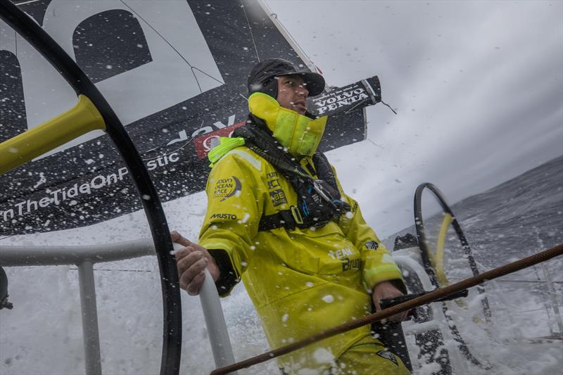 Leg 6 to Auckland, day 05 on board Brunel. 11 February, . Carlo Huisman. Reaching. Wet deck. 10 February,  2018 photo copyright Yann Riou / Volvo Ocean Race taken at  and featuring the Volvo One-Design class