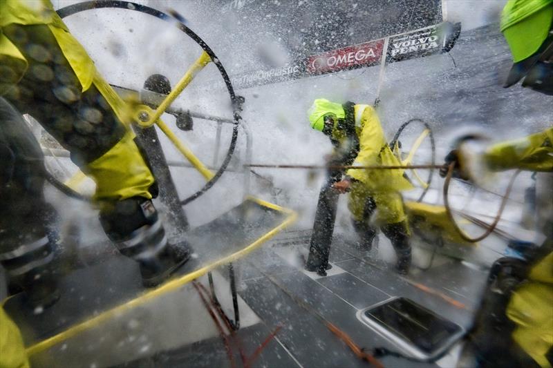 Leg 6 to Auckland, day 05 on board Brunel. 11 February, . Kyle Langford. Reaching. Wet deck, 10 February,  2018 photo copyright Yann Riou / Volvo Ocean Race taken at  and featuring the Volvo One-Design class