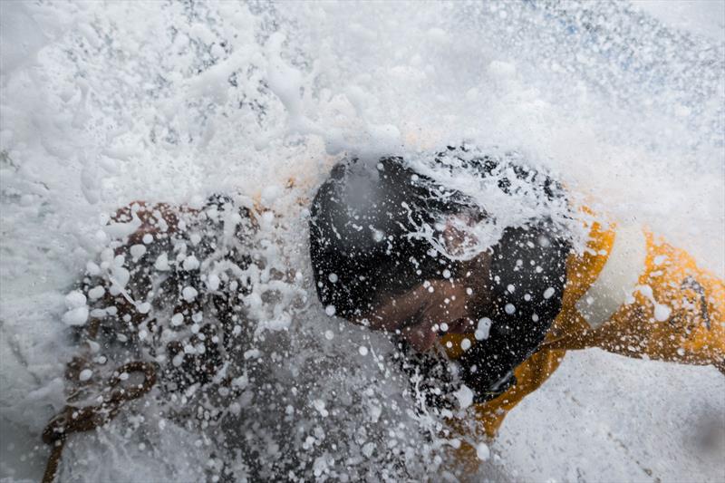 Leg 6 to Auckland, day 5 on board Turn the Tide on Plastic. -Bernado Freitas- I think he is trimming. 10 February,  2018. - photo © James Blake / Volvo Ocean Race