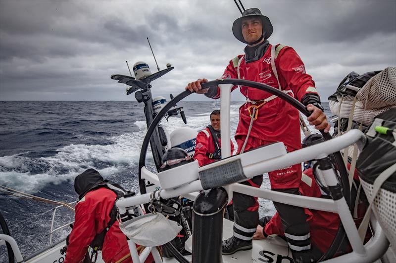 Leg 6 to Auckland, day 05 on board Sun hung Kai / Scallywag. Alex Gough, concentrated on the helm as the breeze goes up and down. 11 February,  2018 photo copyright Jeremie Lecaudey / Volvo Ocean Race taken at  and featuring the Volvo One-Design class