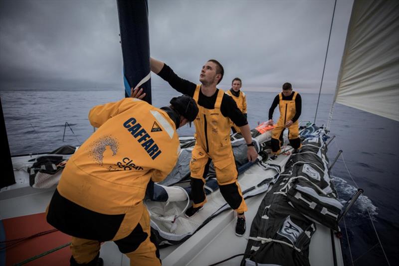 Volvo Ocean Race Leg 6 to Auckland, day 6 on board Turn the Tide on Plastic. Now neck and neck with the lead boats. The team are goner be working hard to keep it that way.12 February photo copyright James Blake / Volvo Ocean Race taken at  and featuring the Volvo One-Design class