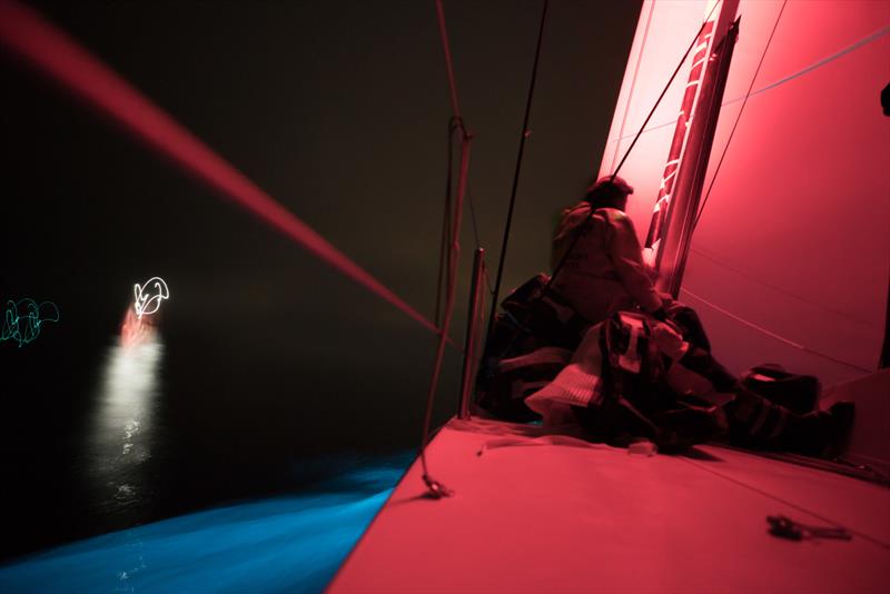 Leg 6 to Auckland, day 6 on board Turn the Tide on Plastic. Dongfeng then Mapfre in the distance- Phosphorescence inbetween. 12 February,  2018 - photo © James Blake / Volvo Ocean Race