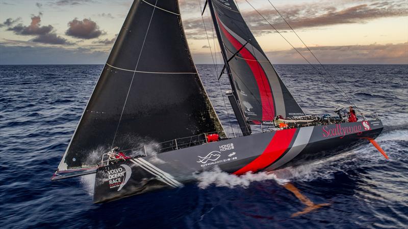 Leg 6 to Auckland, day 07 on board Sun hung Kai / Scallywag. Annemieke Bes fixing the J1. 12 February, 2018 - photo © Jeremie Lecaudey / Volvo Ocean Race