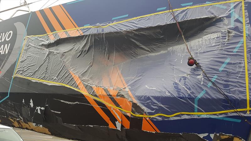 Vestas 11th Hour Racing unloaded and waiting to start the trip to Auckland for repair ahead of the start of Leg 7 of the Volvo Ocean Race on March 18, 2018 photo copyright Facebook.com taken at  and featuring the Volvo One-Design class