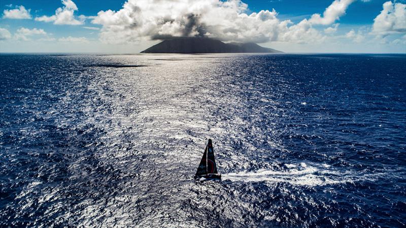 Leg 6 to Auckland, Day 7 on board Sun hung Kai / Scallywag. Islands. Drone shots. Crossing path with USA territory islands, looked like a small volcano from the boat.13 February,  photo copyright Jeremie Lecaudey / Volvo Ocean Race taken at  and featuring the Volvo One-Design class