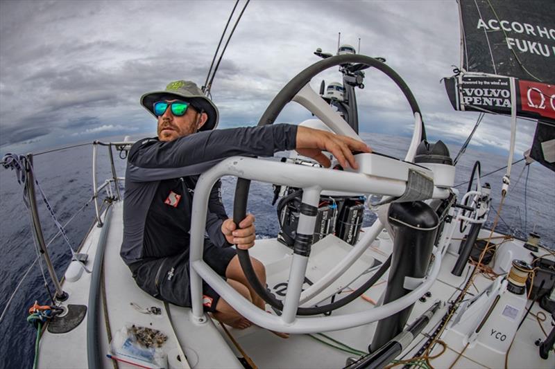 Volvo Ocean Race Leg 6 to Auckland, day 10 on board Sun hung Kai / Scallywag. Markus Ashley-Jones only a couple of hours before he crosses the equator and gets to see King Neptune.16 February photo copyright Jeremie Lecaudey / Volvo Ocean Race taken at  and featuring the Volvo One-Design class