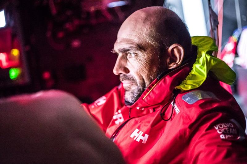 Volvo Ocean Race Leg 6 to Auckland, day 12 on board MAPFRE, Xabi Fernandez receiving a sched. 18 February photo copyright Ugo Fonolla / Volvo Ocean Race taken at  and featuring the Volvo One-Design class