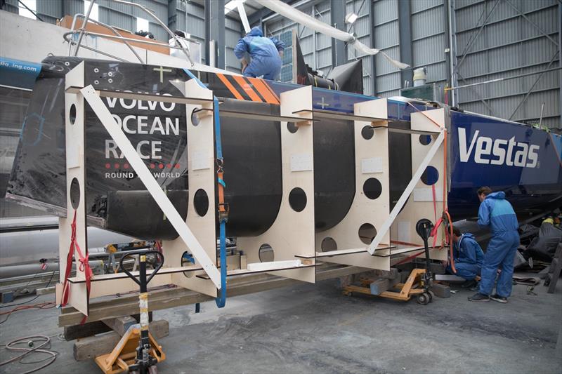 Vestas 11th Hour racing under repair at Yachting Developments Ltd, Auckland NZ, February 20, 2018 photo copyright Brendon O'Hagan taken at  and featuring the Volvo One-Design class