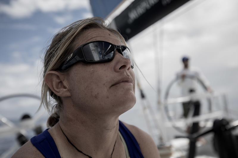 Leg 6 to Auckland, day 15 on board Turn the Tide on Plastic. Liz Wardley on sail trim. 20 February,  photo copyright James Blake / Volvo Ocean Race taken at  and featuring the Volvo One-Design class
