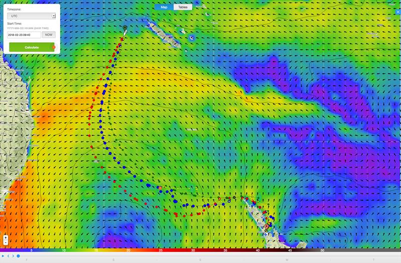 Predictwind routing based on AkzoNobel at 0700 on February 23, 2018 UTC photo copyright Predictwind taken at  and featuring the Volvo One-Design class