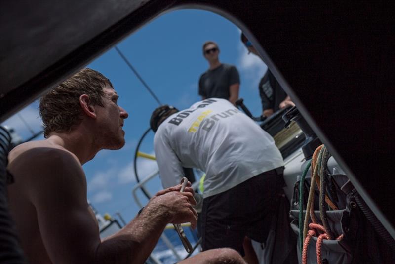 Volvo Ocean Race Leg 6 to Auckland, day 18 on board Brunel. Peter Burling getting ready for sail change. 24 February photo copyright Yann Riou / Volvo Ocean Race taken at  and featuring the Volvo One-Design class
