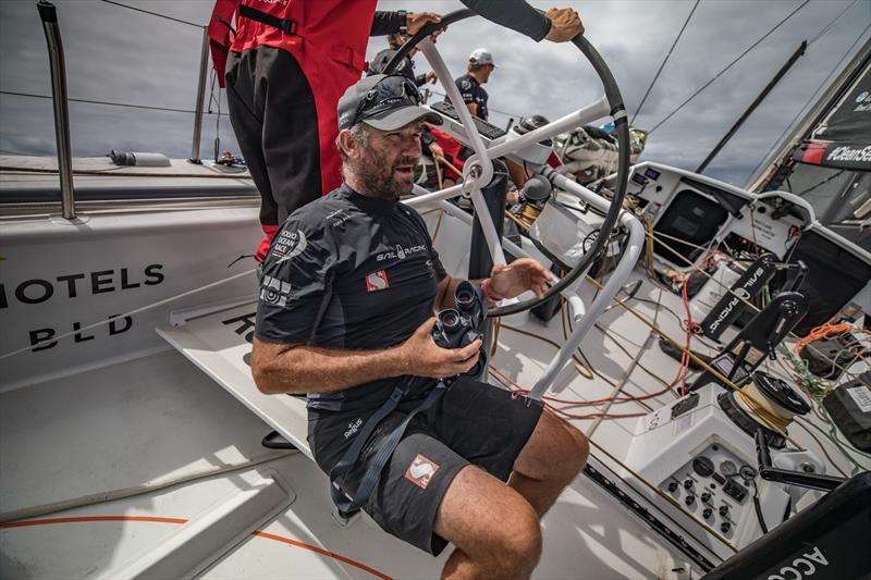 Leg 6 to Auckland, day 18 on board Sun hung Kai / Scallywag. David checking a boat on the horizon. 25 February, . - photo © Jeremie Lecaudey / Volvo Ocean Race