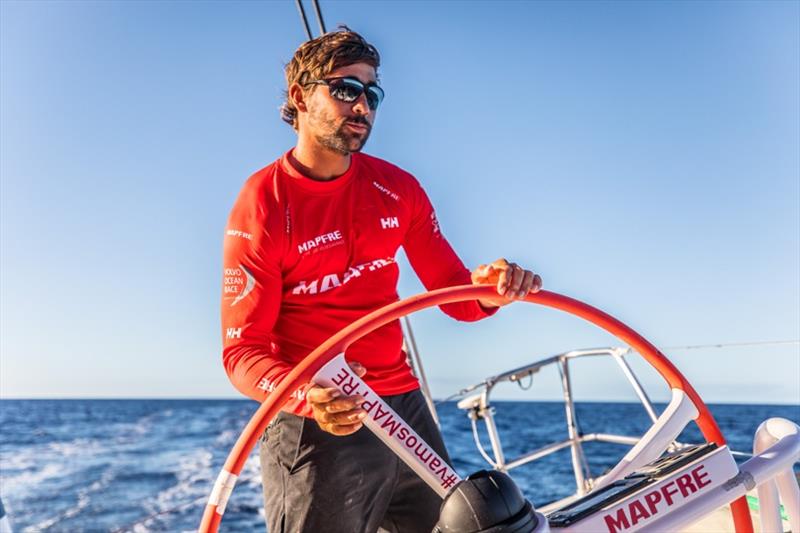 Volvo Ocean Race Leg 6 to Auckland, day 19 on board MAPFRE, Guillermo Altadill stearing as a PRO. 25 February photo copyright Ugo Fonolla / Volvo Ocean Race taken at  and featuring the Volvo One-Design class