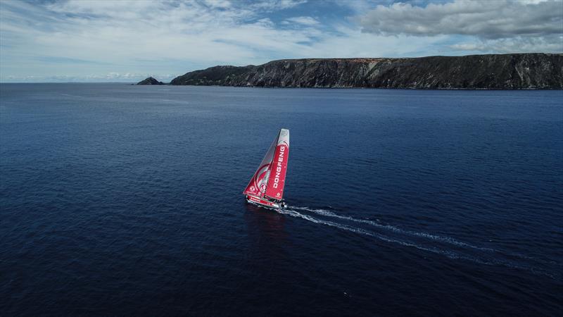 Leg 6 to Auckland, day 21 on board Dongfeng. 26 February, . Drone shot over the NZ land this morning photo copyright Martin Keruzore / Volvo Ocean Race taken at  and featuring the Volvo One-Design class