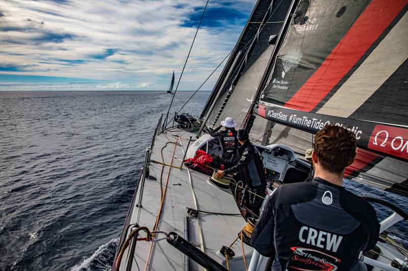Leg 6 to Auckland, day 20 on board Sun hung Kai / Scallywag. The two boats are battling on the headers to follow the coast line, 145nm to the finish. 26 February,  photo copyright Jeremie Lecaudey / Volvo Ocean Race taken at  and featuring the Volvo One-Design class