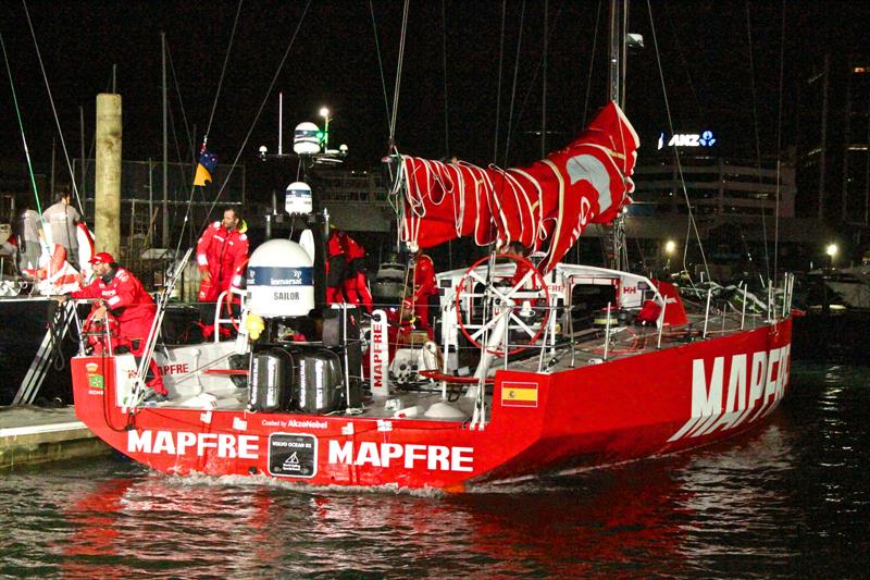 Third placegetter MAPFRE beats at the end of Leg 6Volvo Ocean Race - Leg 6 Finish, Auckland, February 28, photo copyright Richard Gladwell taken at  and featuring the Volvo One-Design class