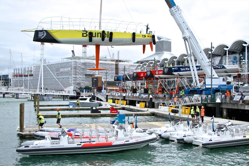 Team Brunel is hauled - Volvo Ocean Race - Auckland Stopover after Leg 6 Finish, Auckland, February 28, - photo © Richard Gladwell