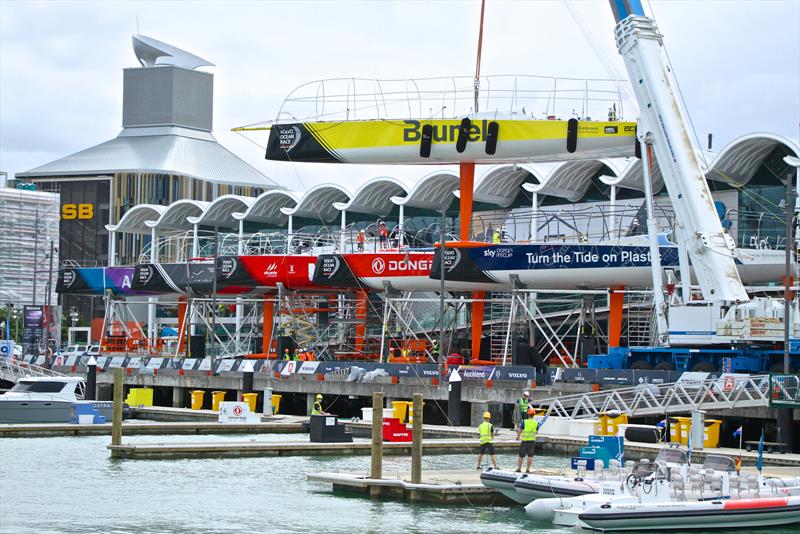 Team Brunel is hauled - Volvo Ocean Race - Auckland Stopover after Leg 6 Finish, Auckland, February 28, - photo © Richard Gladwell