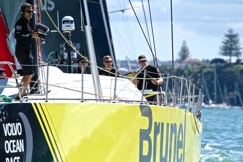 Peter Burling with an OBR on the bow - Volvo Ocean Race - Auckland Stopover In Port Race, Auckland, March 10, - photo © Richard Gladwell