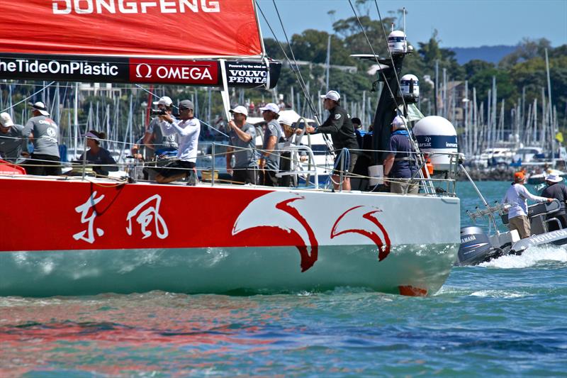 Race winner DongFeng at the start - Volvo Ocean Race - Auckland Stopover In Port Race, Auckland, March 10, photo copyright Richard Gladwell taken at  and featuring the Volvo One-Design class