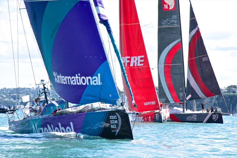 Struggling to make the windward mark - Volvo Ocean Race - Auckland Stopover In Port Race, Auckland, March 10, photo copyright Richard Gladwell taken at  and featuring the Volvo One-Design class