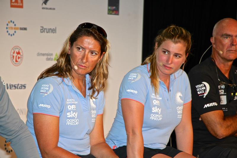 Dee Caffari, Bianca Cook (Turn the Tide on Plastic) Volvo Ocean Race Media Conference Leg 7, Auckland photo copyright Richard Gladwell / Photosport taken at  and featuring the Volvo One-Design class