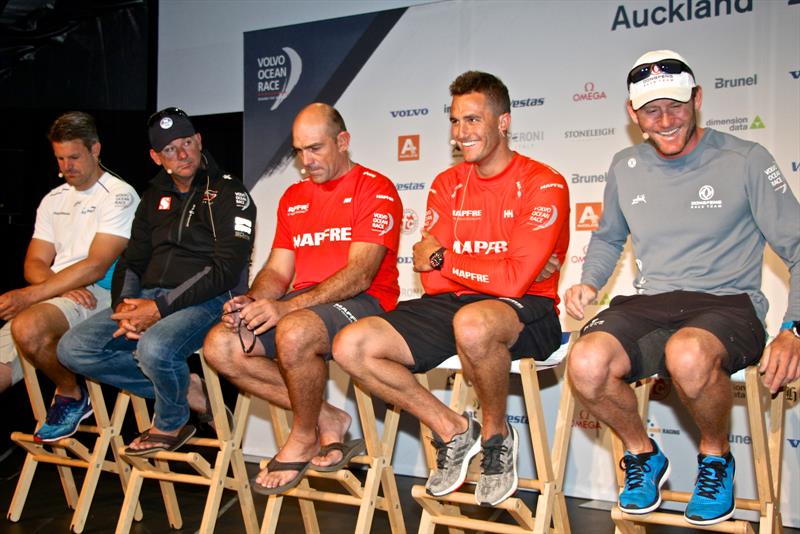 Charles Caudrelier (right) Dong Feng and Blair Tuke MAPFRE Volvo Ocean Race Media Conference Leg 7, Auckland photo copyright Richard Gladwell / Photosport taken at  and featuring the Volvo One-Design class