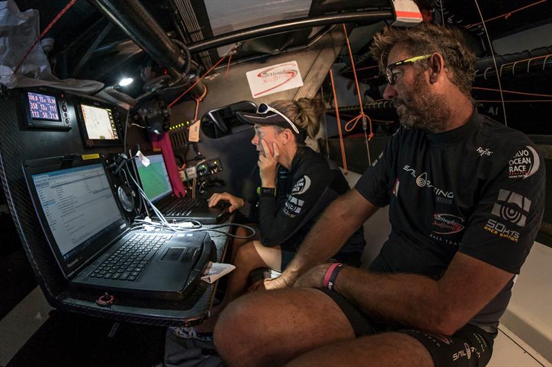 Leg 6 to Auckland, day 18 on board Sun hung Kai / Scallywag. We're in stealth mode for the next 24 hours, watch this space! 25 February,  photo copyright Jeremie Lecaudey / Volvo Ocean Rac taken at  and featuring the Volvo One-Design class