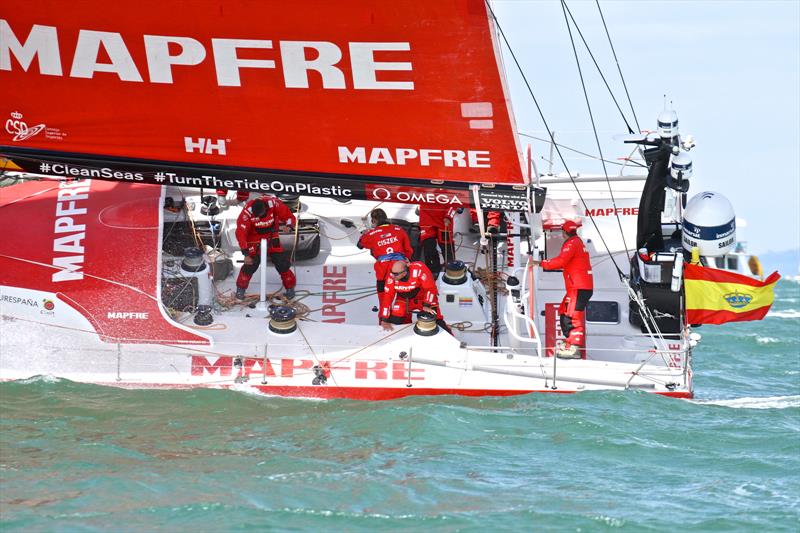 MAPFRE heads out to sea - Volvo Ocean Race - Auckland - Leg 7 Start - Auckland - March 18, photo copyright Richard Gladwell taken at  and featuring the Volvo One-Design class
